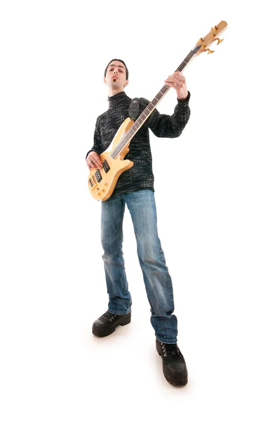 Guitar player isolated on the white background — Stock Photo, Image