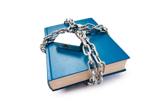 Koncepcja cenzury z książek i łańcuchów na biały — Zdjęcie stockowe