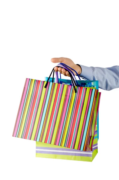 Concetto shopping natalizio con borse — Foto Stock