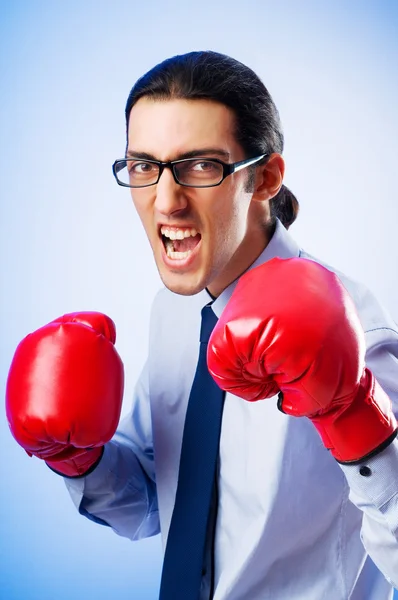 Obchodník s boxerskými rukavicemi — Stock fotografie