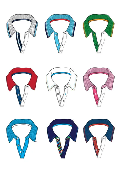 Colección de collares para polo y camisetas — Vector de stock