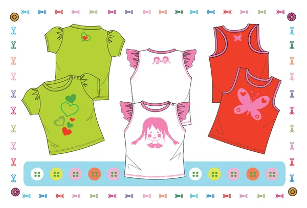 Musim panas koleksi dengan pakaian untuk bayi - Stok Vektor