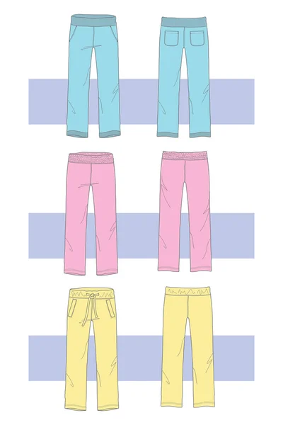 Довгі штани для молодих жінок — стоковий вектор
