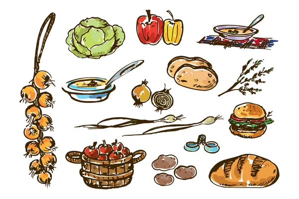 Illustration mit Lebensmitteln — Stockvektor