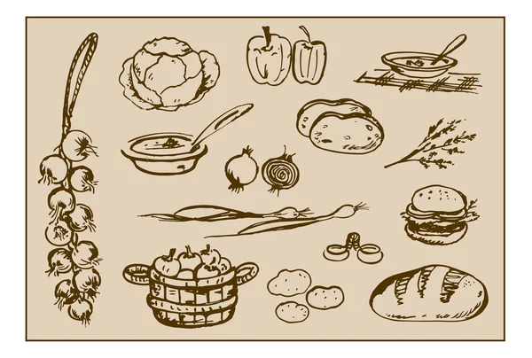 Illustration mit Lebensmitteln — Stockvektor