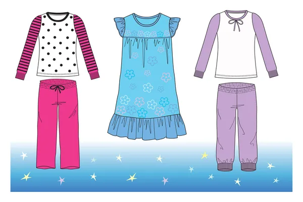 Pyjamas für Mädchen — Stockvektor