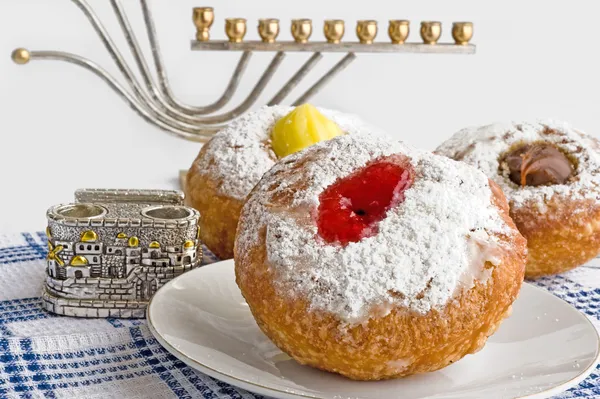 Donut för judiska hanukkah — Stockfoto