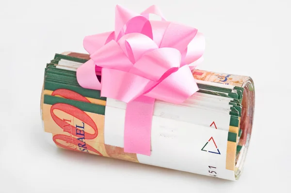 Monetary gift with shekels — Stock Photo, Image