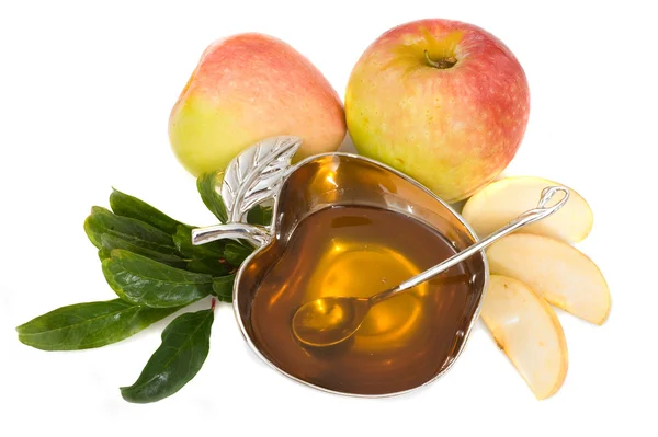 Мед с яблоком для Рош ха-Шана - еврейский новый год — стоковое фото