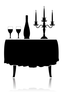 Romantic restaurant table clipart