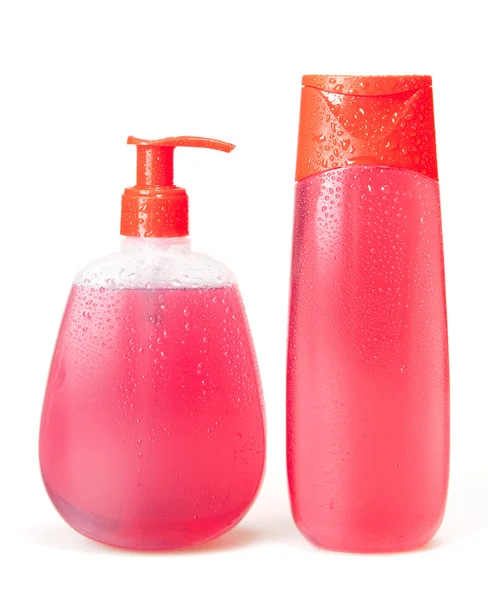 Tekuté mýdlo, gel, šampon — Stock fotografie