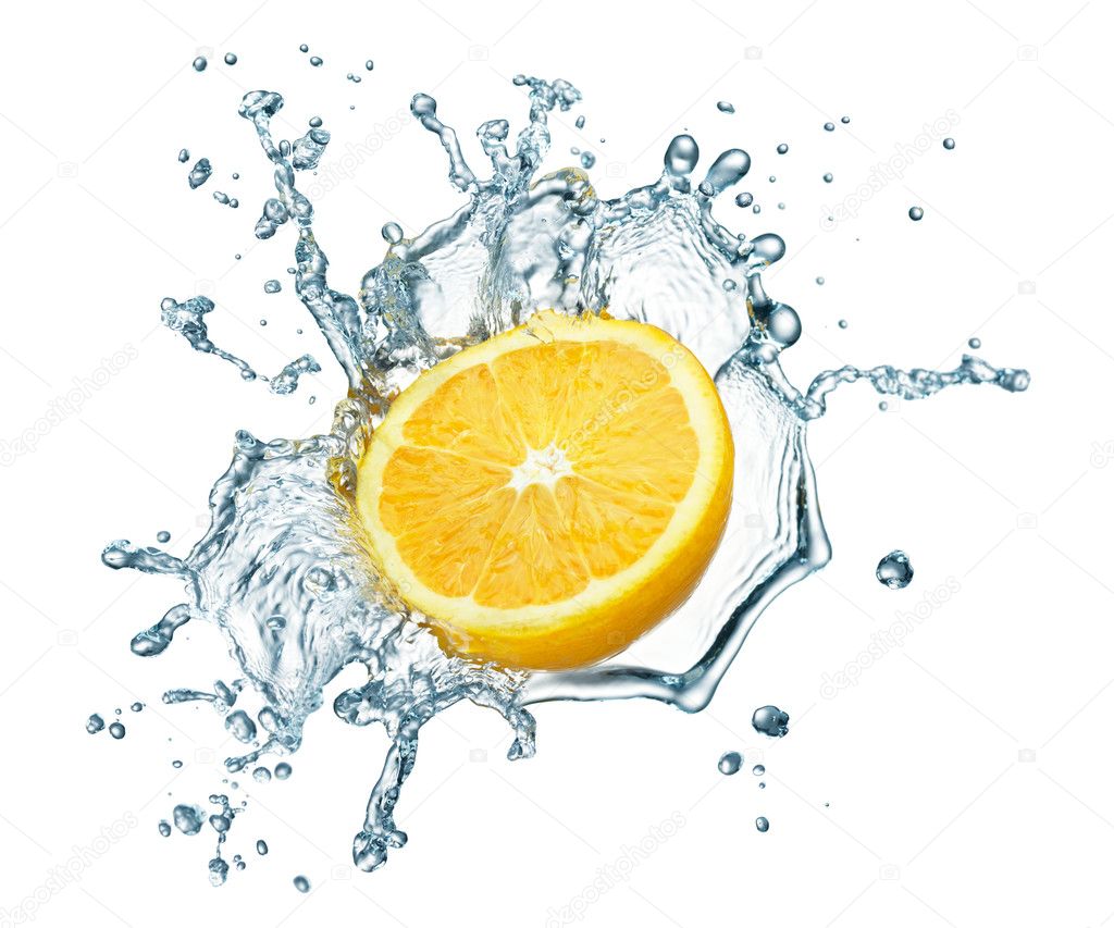 Orange in spray of water. — Stock Photo © Irochka 5921460