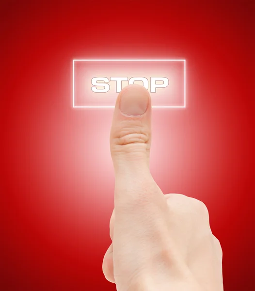 Man finger "stop"-knappen — Stockfoto