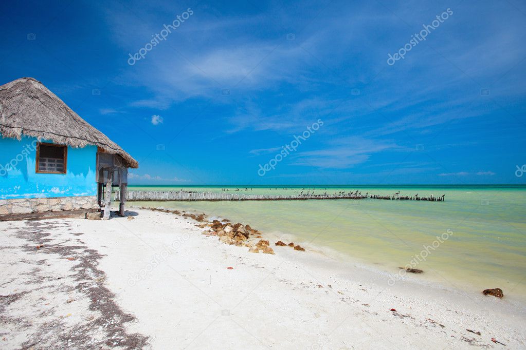 Colorful little house at beach