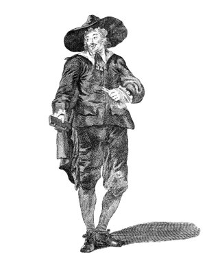 Costume of an oliverian in 1650 clipart