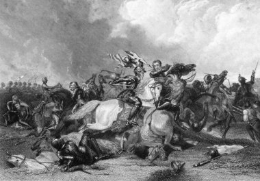 Richard III and the Earl of Richmond at the Battle of Bosworth clipart