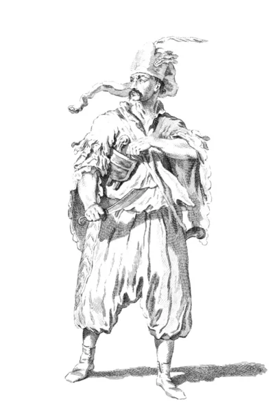 Kostüm eines ungarischen Unteroffiziers im Jahr 1742 — Stockfoto