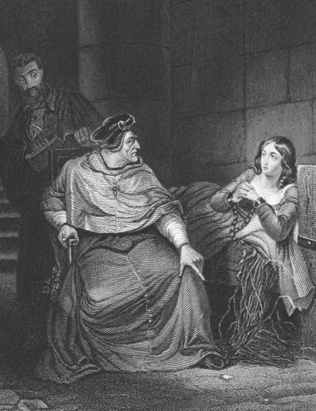 Ιωάννα της Λωραίνης εξετάζονται από τον επίσκοπο του winchester — Φωτογραφία Αρχείου