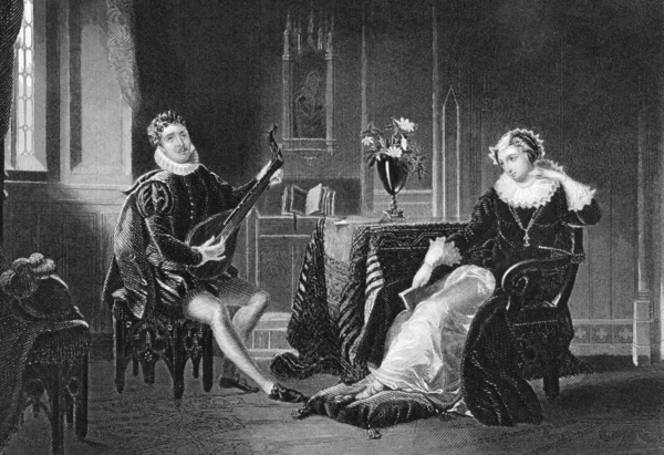 Mary Stuart e Chatelar cena romântica — Fotografia de Stock