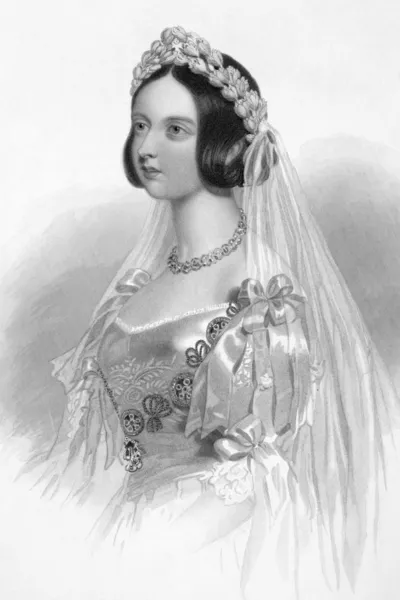 Královna Viktorie ve svatebních šatech — Stock fotografie