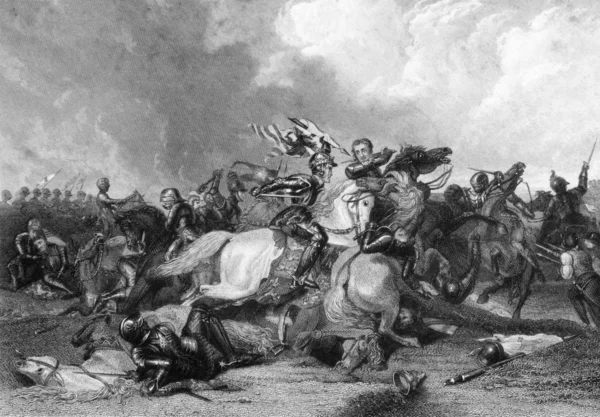 Richard III and the Earl of Richmond at the Battle of Bosworth — Stock Photo, Image