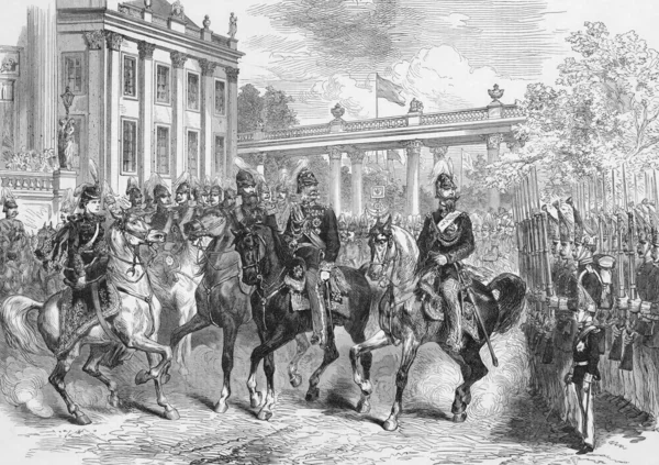 O Rei da Itália em Berlim Revendo os Guardas — Fotografia de Stock