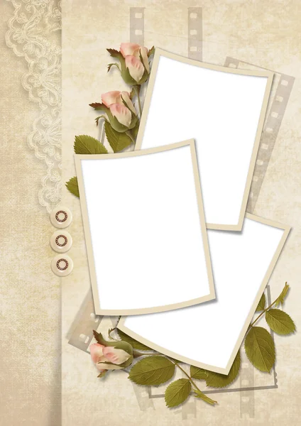バラとビンテージのカード — ストック写真