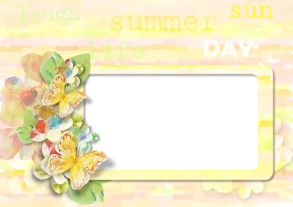 Letní karta s motýly — Stock fotografie