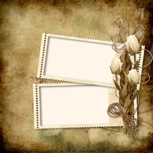 Vintage Photo Frame with roses — Stock Photo, Image
