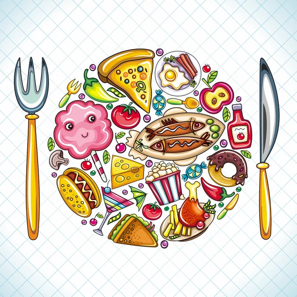 Assiette alimentaire — Image vectorielle