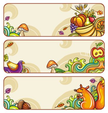 Vector set of decorative autumnal banners.3 clipart