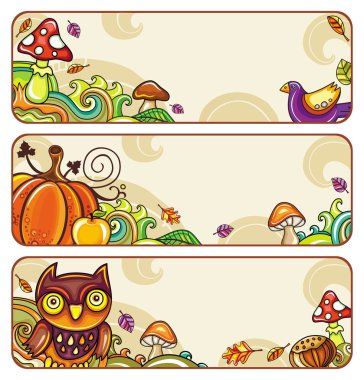 Vector set of decorative autumnal banners.1 clipart