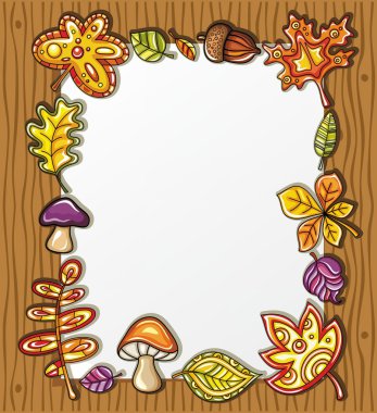 Vector frame with autumnal nature symbols clipart