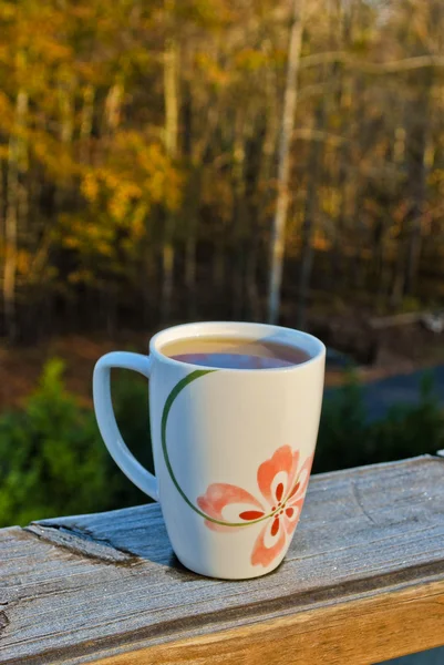Drinking tea outdoors — Stock Photo, Image