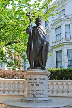 Modern statue of Volodymyr the Great in London clipart