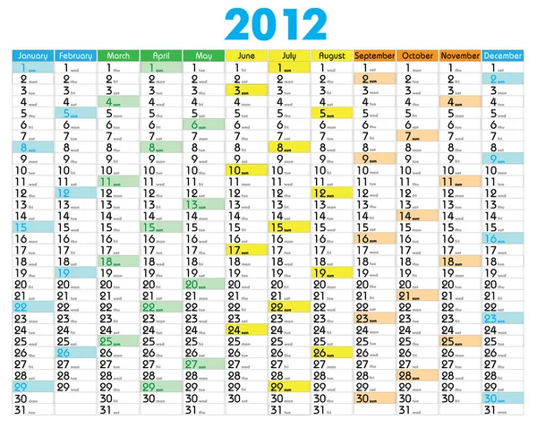 Kalendarz 2012 — Wektor stockowy