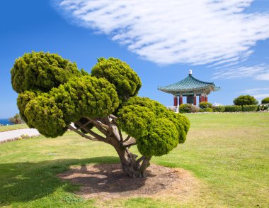 Korean Bell of Friendship pagoda and park clipart