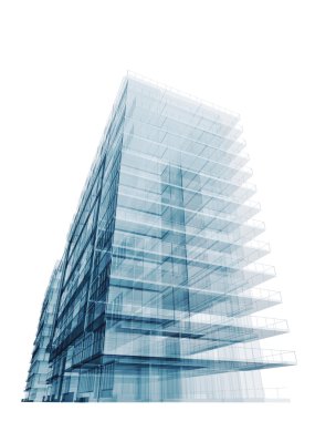 Blue office building clipart