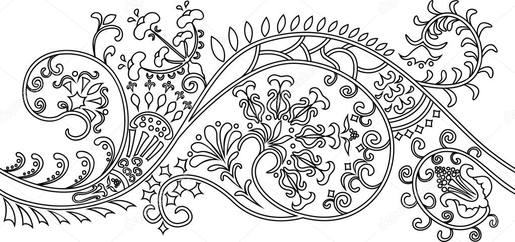 Filigree flower border. stencil Stock Vector by ©kristino0702 5604918