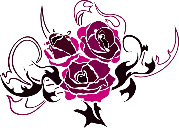 Rose tatuagem segunda variante —  Vetores de Stock