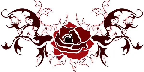 Rosa tatuagem — Vetor de Stock