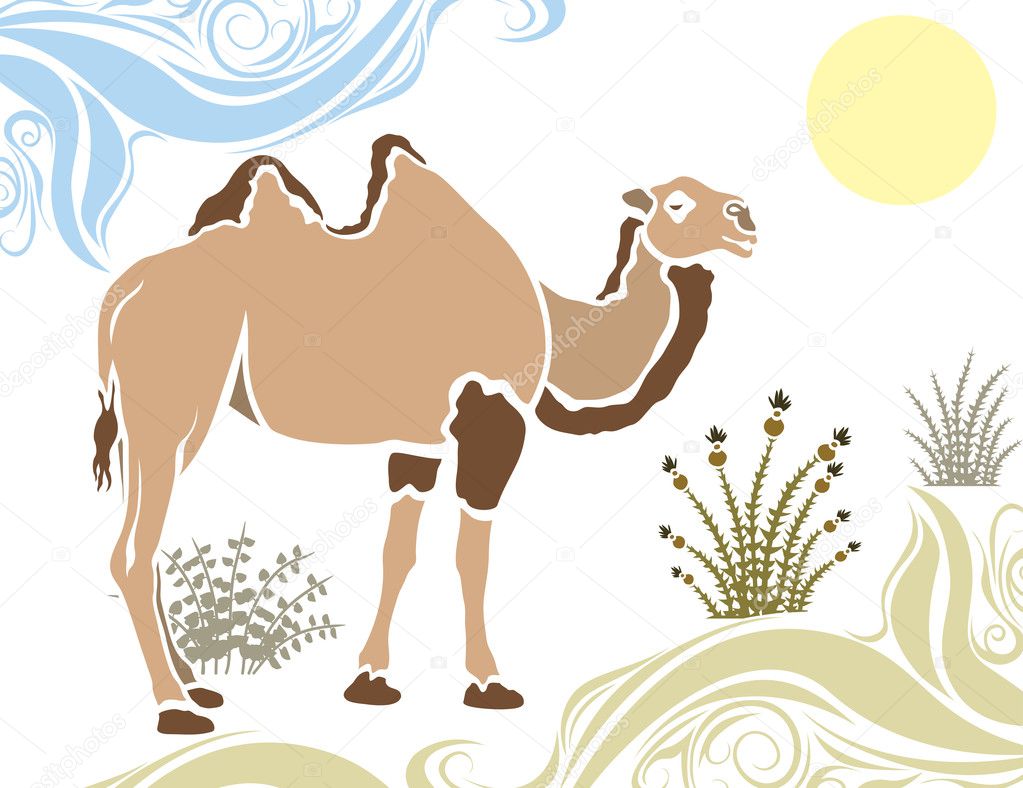 Camel in desert stencil