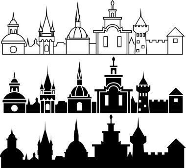 Medieval town panorama clipart