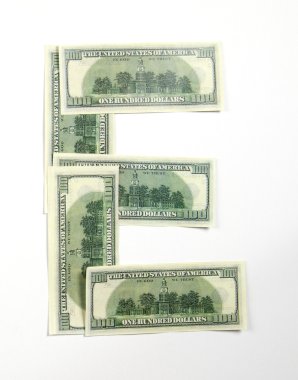 Letter E made from dollars clipart