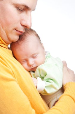 New born baby and father clipart