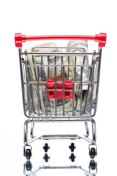 Market cart with money — Stock Photo, Image