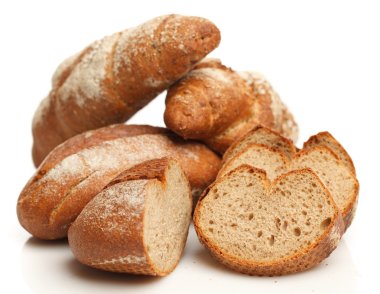 izole çeşitli ekmekler
