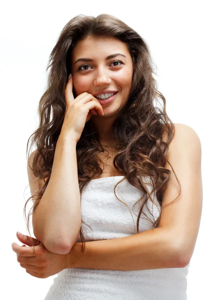 Mulher bonita com toalha . — Fotografia de Stock