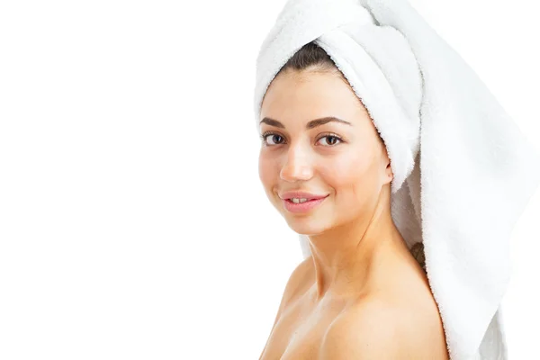 Portrait of young beautiful woman after bath. — Stock Photo, Image