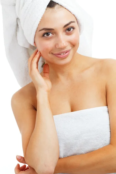 Portrait of young beautiful woman after bath. Stock Picture